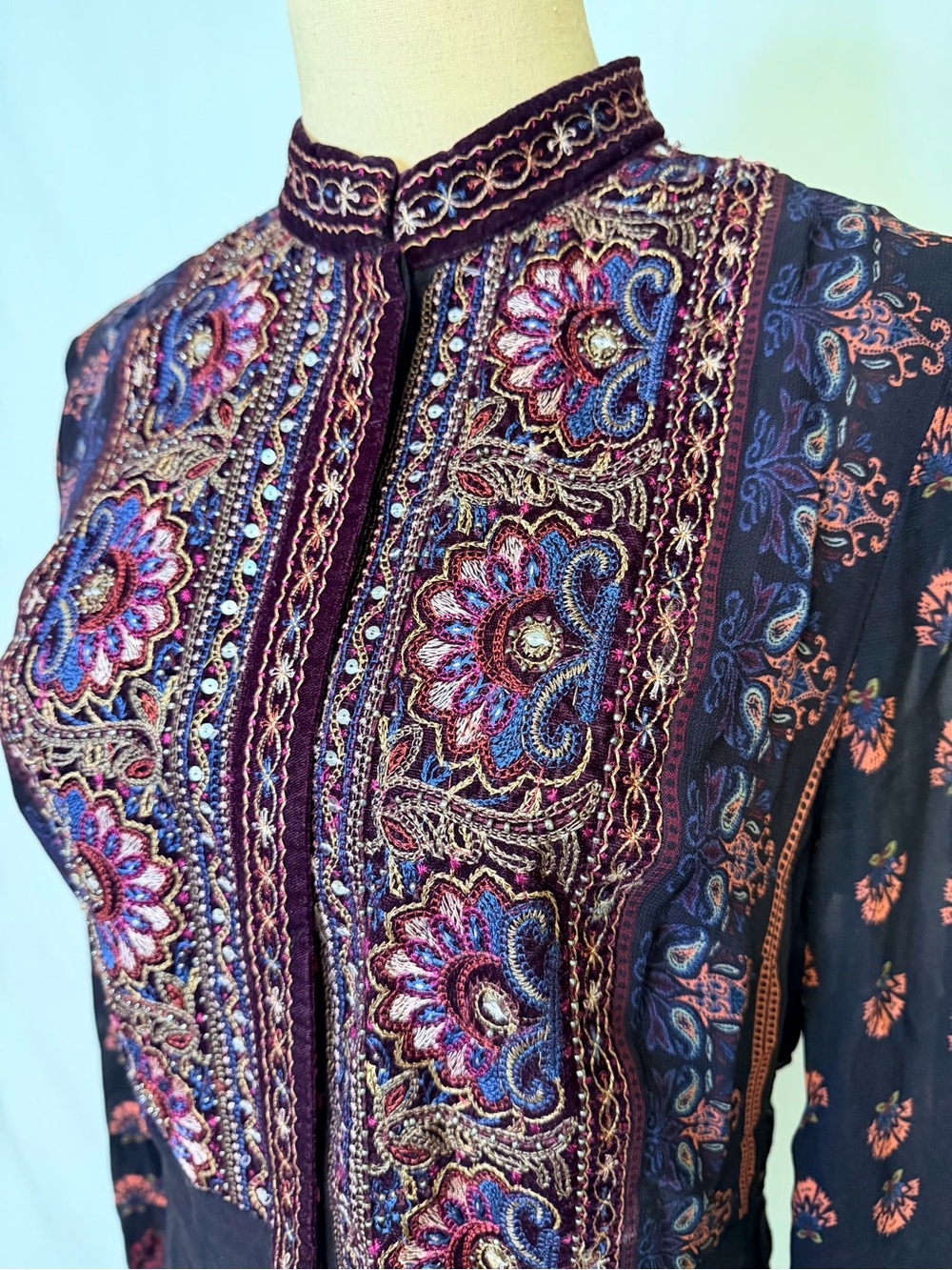 Zara Embroidered Floral Tunic - Purple/Multi